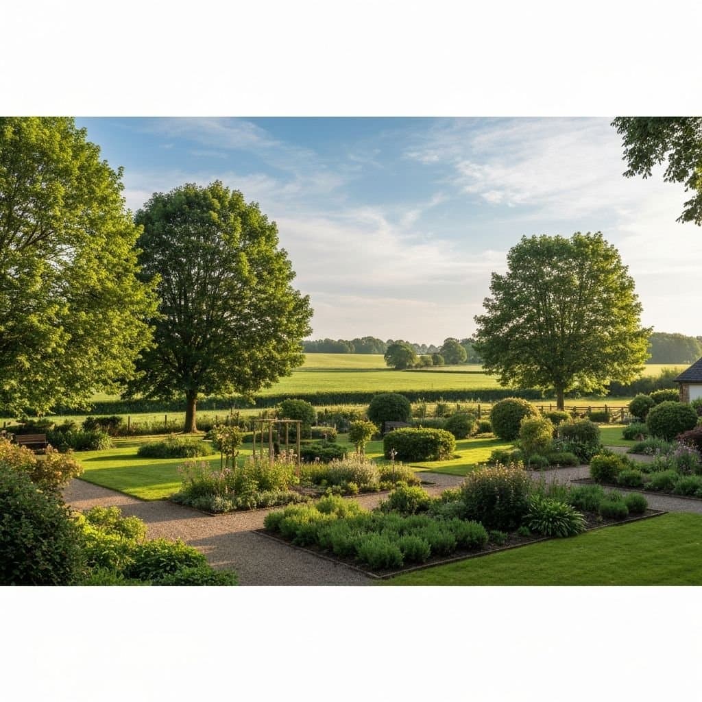 The Blue Sky Lodge garden and surrounding countryside