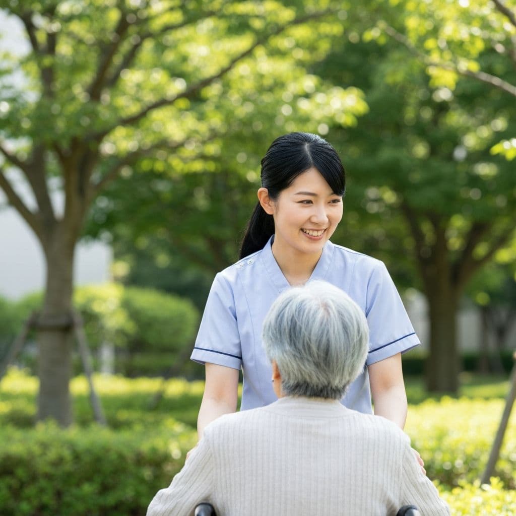 A Blue Sky Lodge caregiver sharing a moment with a resident
